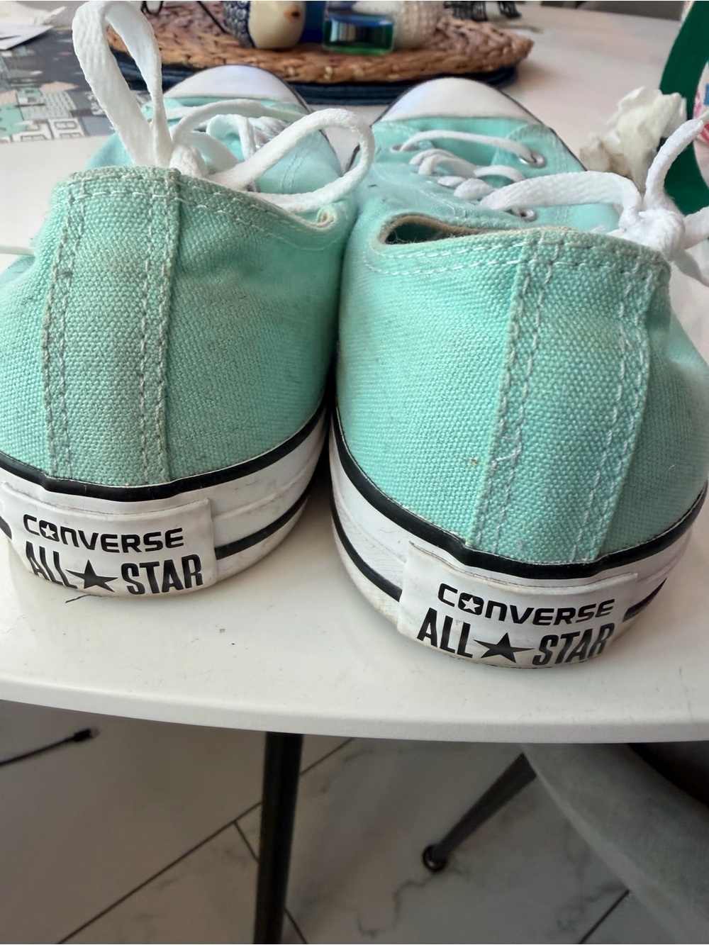 Converse Mint Canvas Low Top Sneakers in Light Aqua and White